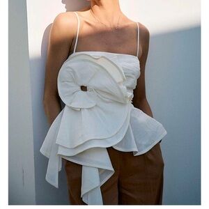 Antonio Melani x M.G. Style Alys Linen Blend Voluminous Flower Top